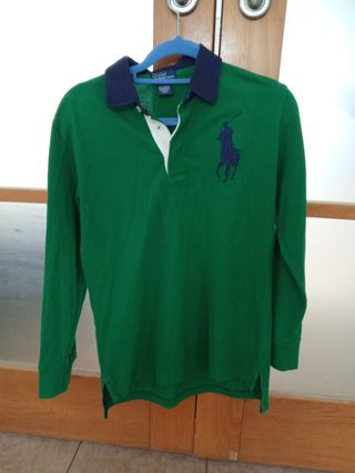 Polo Ralph Lauren verde niño manga larga