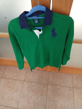 Polo Ralph Lauren verde niño manga larga