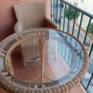 Mesa y 4 Sillas Ratán Terraza Jardín