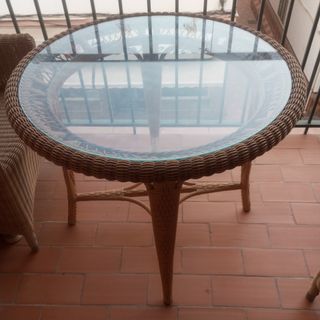 Mesa y 4 Sillas Ratán Terraza Jardín