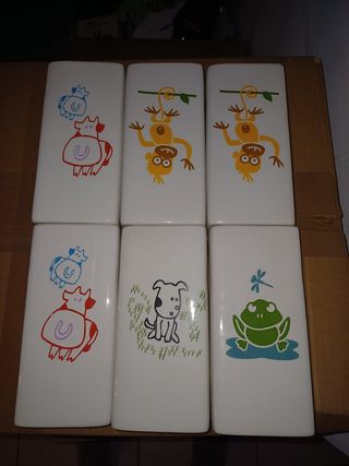 Set 6 Contenitori Ceramica Decorati Animali