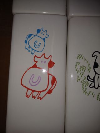 Set 6 Contenitori Ceramica Decorati Animali