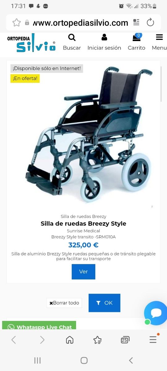 Silla de ruedas manual BREEZY ligera rueda pequeña