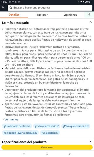 Disfraz de fantasma Halloween nuevo