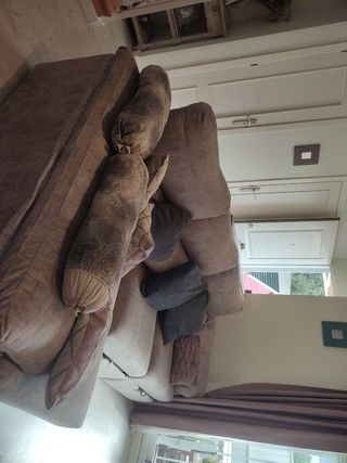 Sofá Chaiselongue Beige y Morado