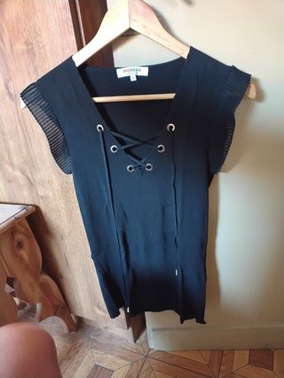 Camiseta Morgan Talla L Negra Encaje