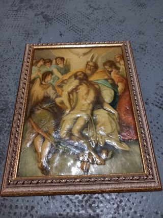 Cuadro religioso antiguo relieve