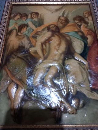 Cuadro religioso antiguo relieve