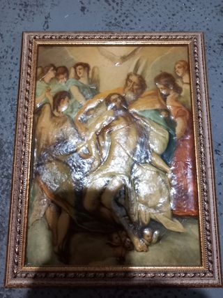 Cuadro religioso antiguo relieve