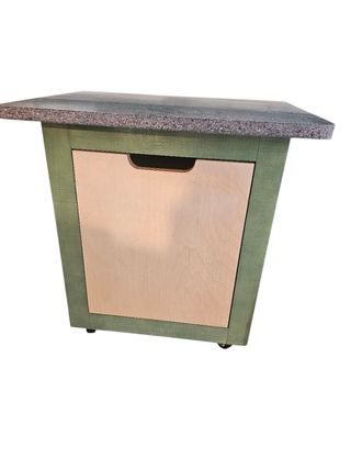 Mesita auxiliar madera y cajón tablero marino