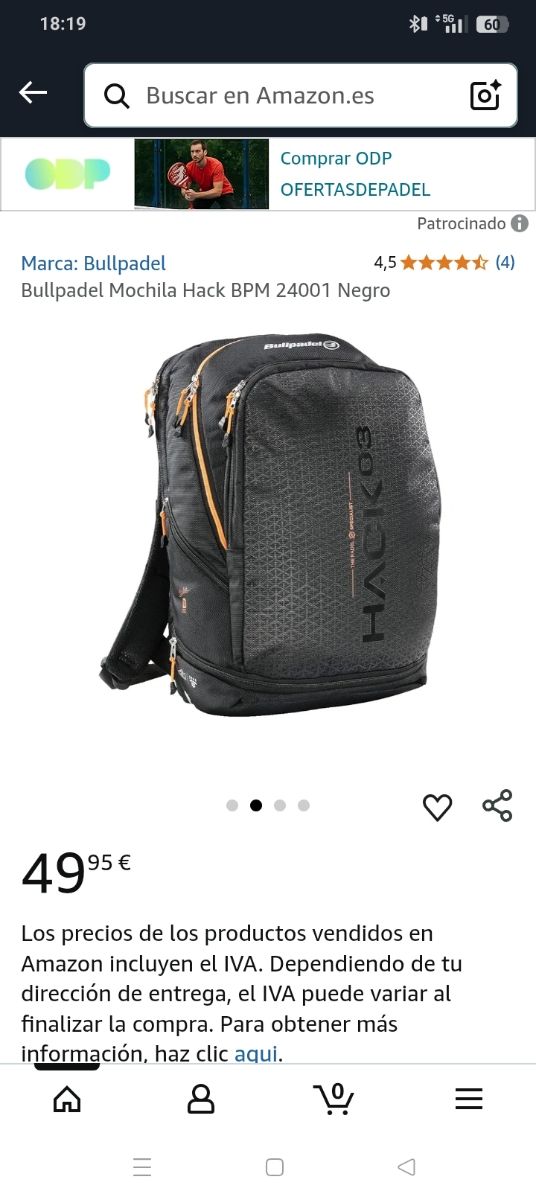 Mochila Bullpadel Nueva
Solo entrega en mano