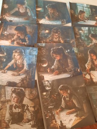 12 Gravuras Steampunk Meninas 15x15cm