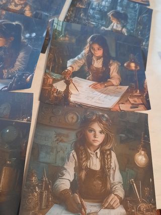 12 Gravuras Steampunk Meninas 15x15cm