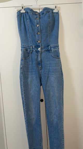 Tuta intera jeans senza spalline