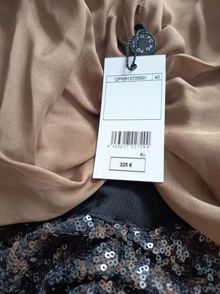 Vestido elegante marrón y dorado Talla S/M