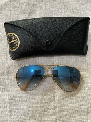 Gafas Ray-Ban Aviator Dorado Lentes Azules