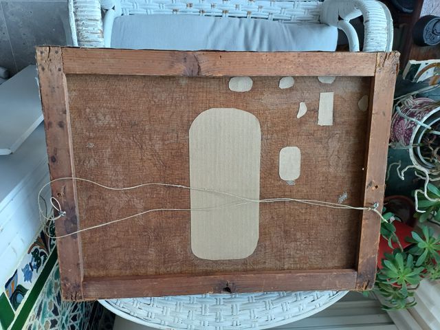 Pareja de marinas antiguas al óleo