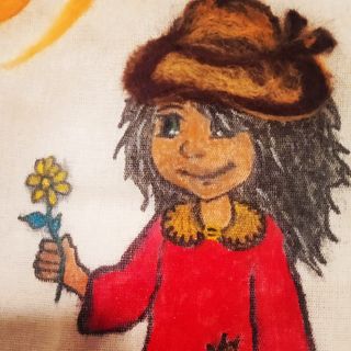 Bolsita de tela pintada a mano