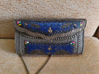 Bolso Clutch Sfera Mosaico Azul Metálico