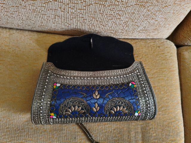 Bolso Clutch Sfera Mosaico Azul Metálico