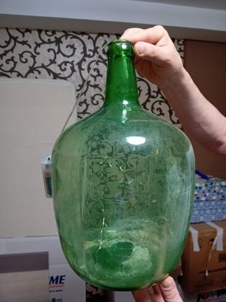 Jarrón de cristal verde grande decorativo