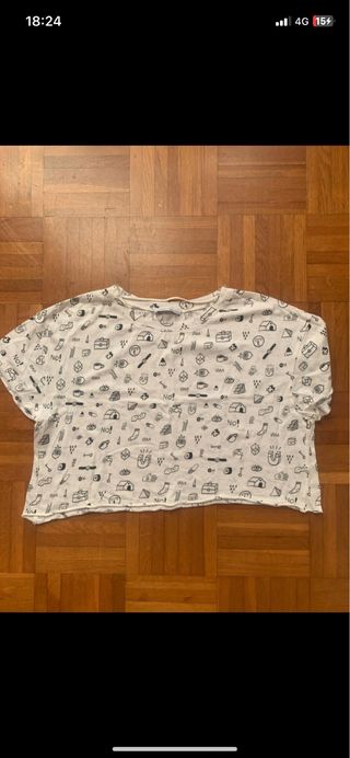Camiseta blanca estampada manga corta