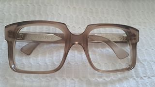 Montura gafas pasta marrón y gris.