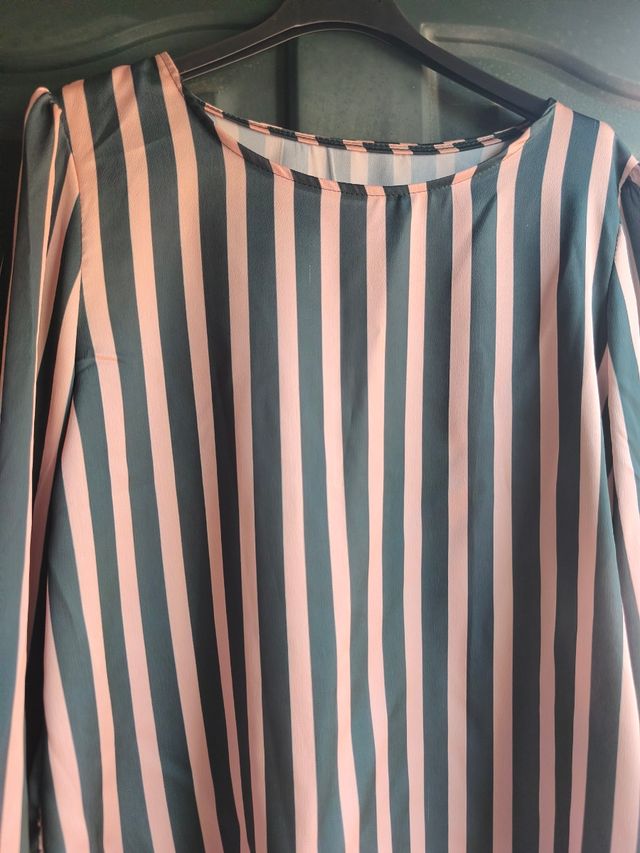 Camisa satén rayas manga larga