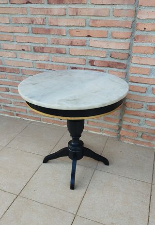 Mesa Auxiliar Vintage Mármol y Madera
