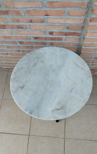 Mesa Auxiliar Vintage Mármol y Madera

