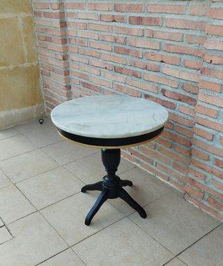 Mesa Auxiliar Vintage Mármol y Madera

