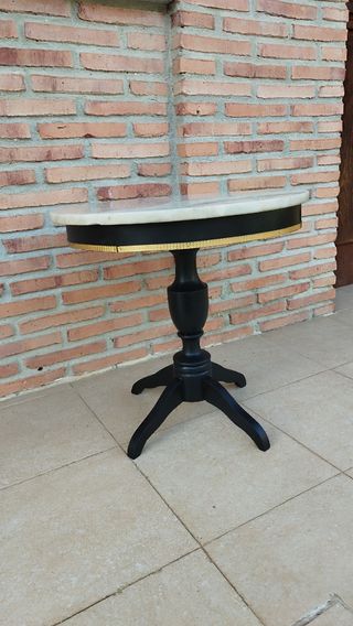 Mesa Auxiliar Vintage Mármol y Madera
