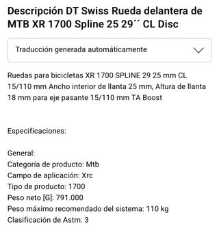 Llanta DT Swiss XR 1700 29 CL Disc
