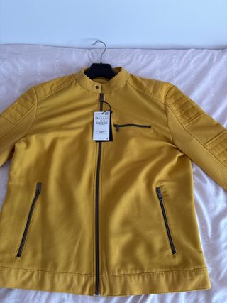 Chaqueta biker Zara amarilla Talla XL