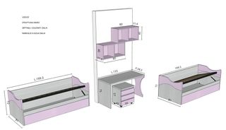 Cameretta bicolore viola e rosa