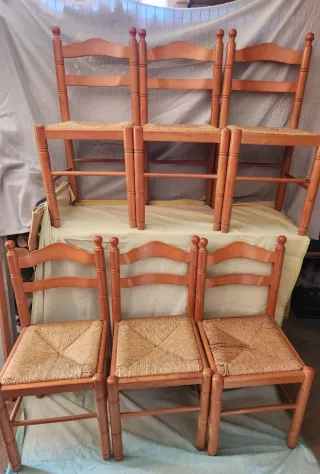 Mueble comedor madera maciza y seis sillas comedor