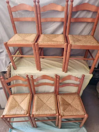 Mueble comedor madera maciza y seis sillas comedor