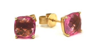 Pendientes Salvatore piedra rosa Plata dorada