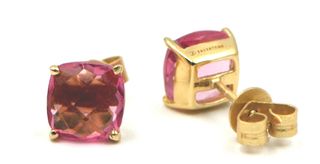 Pendientes Salvatore piedra rosa Plata dorada
