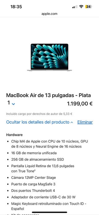 MacBook Air 13 Plata. Precintado 