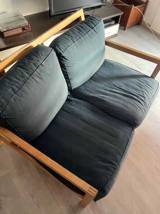 Sofá 2 plazas con estructura de madera