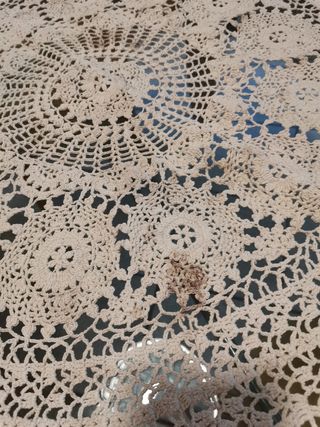 Tovaglia rotonda uncinetto beige cotone