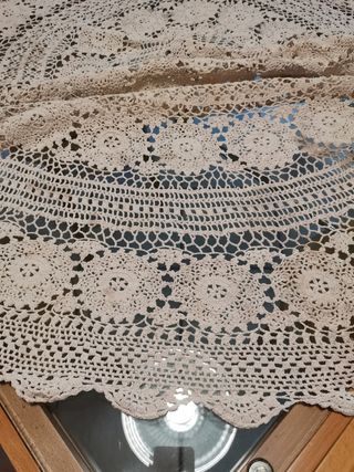 Tovaglia rotonda uncinetto beige cotone