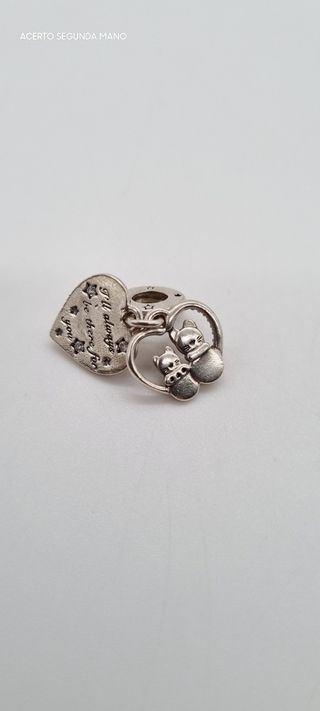 CHARM DE PANDORA GATOS Y CORAZONES CON CIRCONITAS