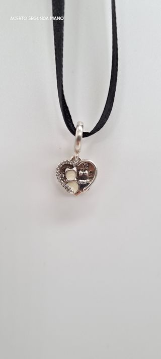 CHARM DE PANDORA GATOS Y CORAZONES CON CIRCONITAS