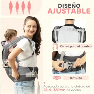 Portabebés ergonómico gris