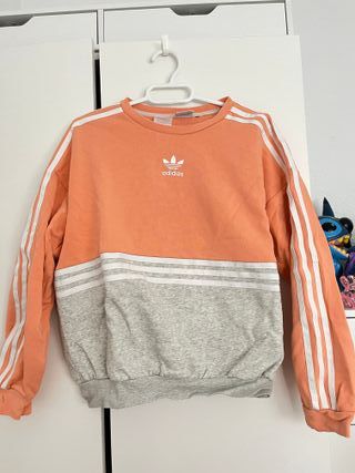 Sudadera Adidas Naranja con Rayas Blancas
