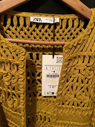 Chaqueta Corta Macramé Zara Amarilla Talla L