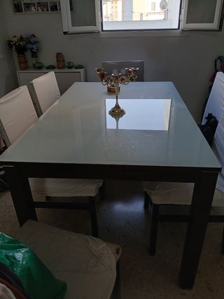 Mesa de salón cristal y madera