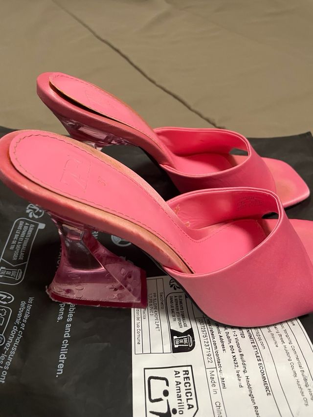 Sandalias Zara T. 37 Tacón Transparente - PVP 35€
